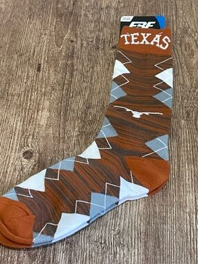 NWT Texas Longhorns Calf Logo Mens Argyle Socks